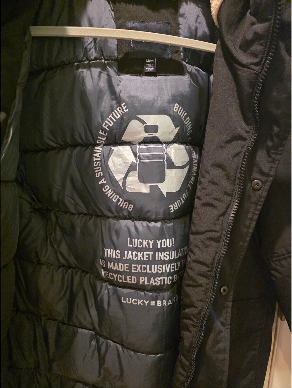 EUC Lucky Brand Men's Black Hooded Parka Jacket Medium - Picture 4 of 6
